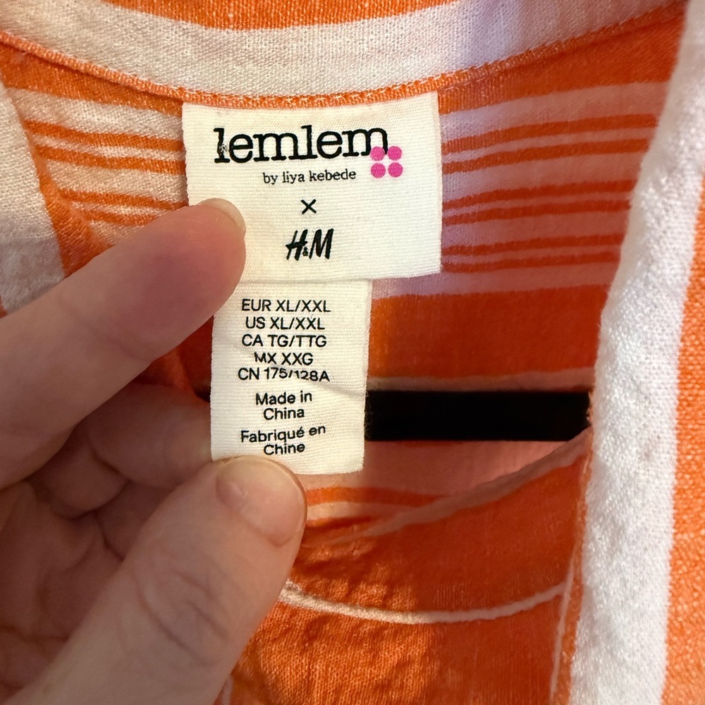 lemlem & h&m stripped shirt/tunic size XL XXL - Picture 4 of 5